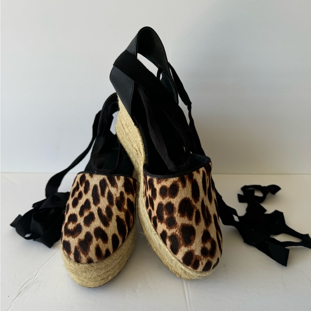 Tory Burch Elisa Leopard Wedge Espadrille 7.5 - Picture 4 of 13